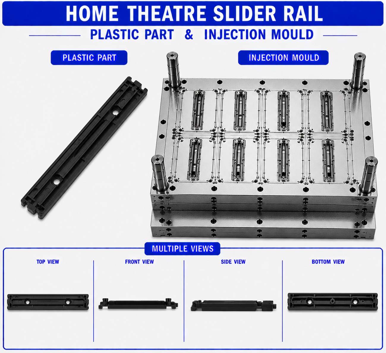 Home Theatre Plastic Slider Rail Mould and Moulding Service